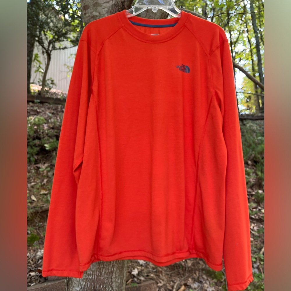 NWT MEN'S THE NORTH FACE LONG SLEEVE TEE Orange T SHIRT SZ M, Flash Dry UPF50